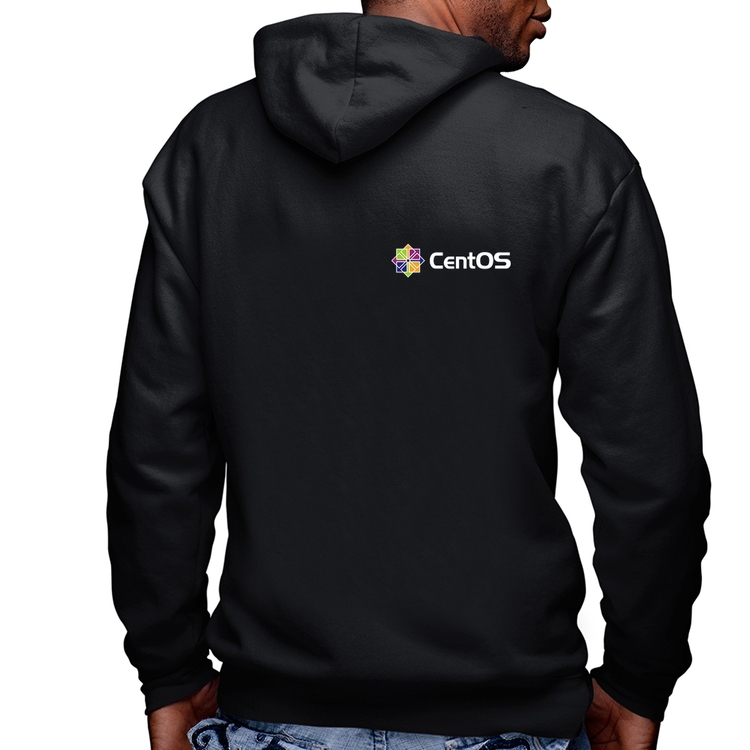 Blusa Moletom CentOS Linux Masculina com Capuz e Zíper