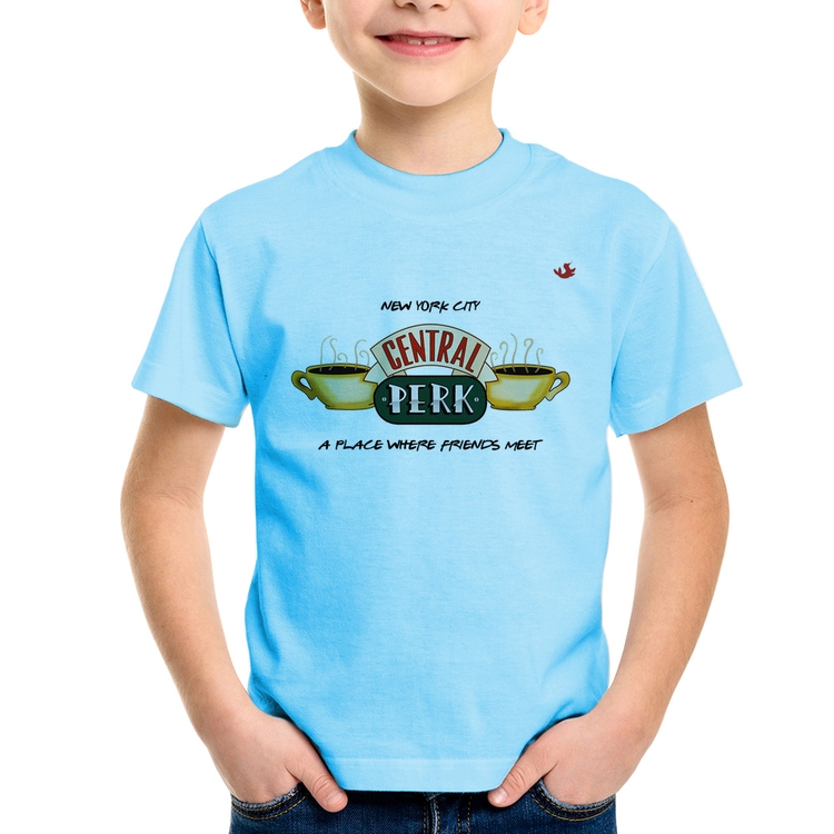 Camiseta Infantil Central Perk - Azul Bebê