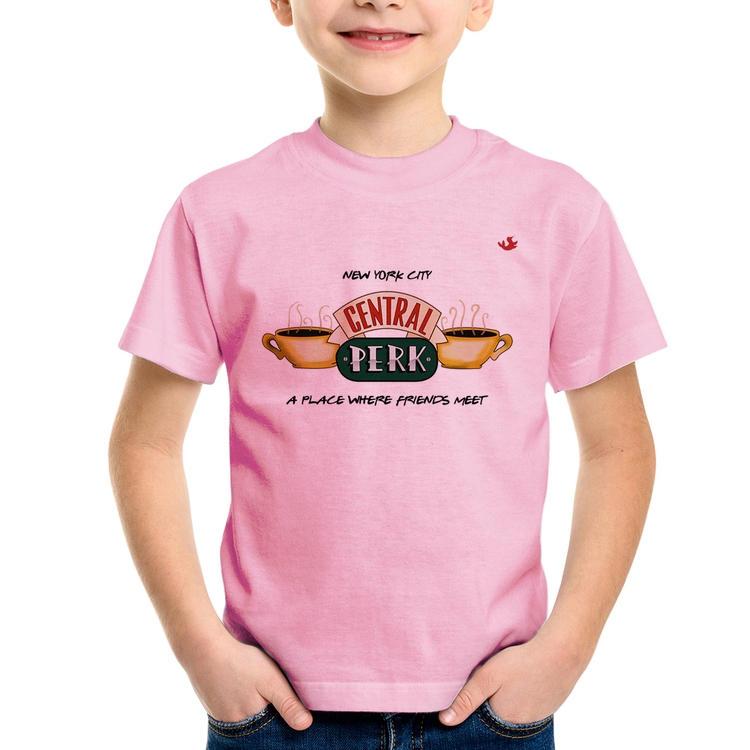 Camiseta Infantil Central Perk - Rosa Bebê