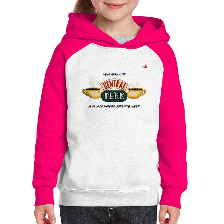 Moletom Infantil Central Perk - Branco/Rosa