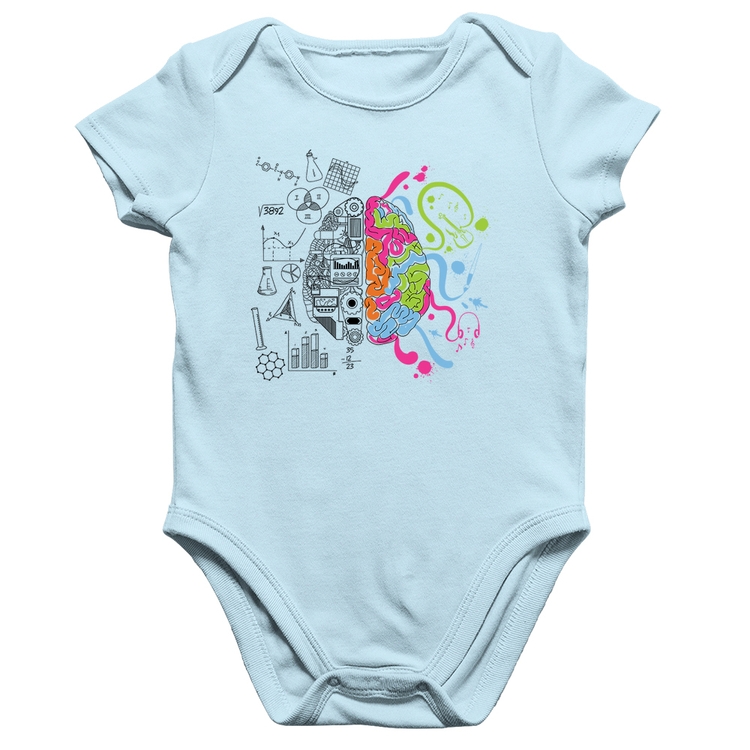 Body Bebê Algodão Cérebro Analítico e Criativo - Azul Bebê
