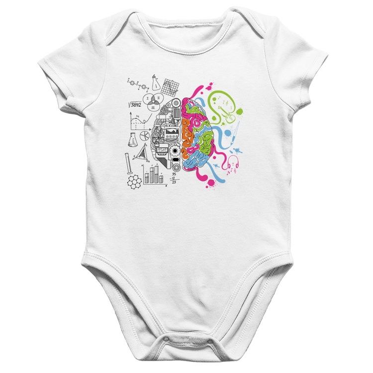 Body Bebê Algodão Cérebro Analítico e Criativo - Branco