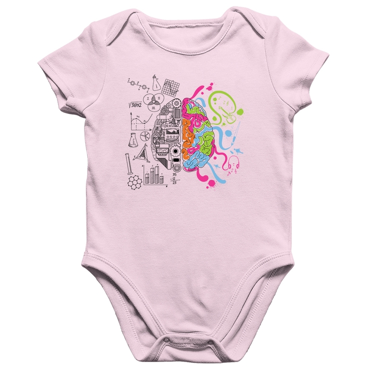 Body Bebê Algodão Cérebro Analítico e Criativo - Rosa Bebê