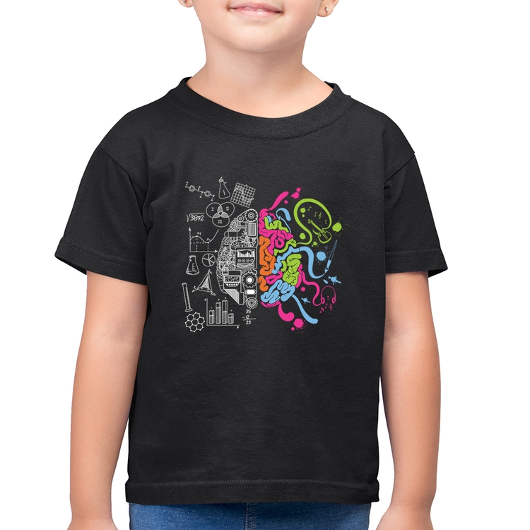 Camiseta Algodão Infantil Cérebro Analítico e Criativo