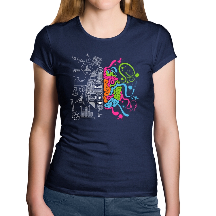 Baby Look Algodão Cérebro Analítico e Criativo - Marinho