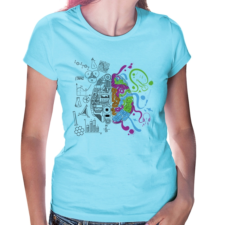 Baby Look Cérebro Analítico e Criativo - Azul Bebê