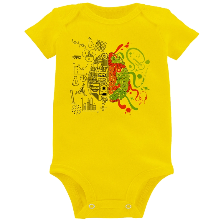 Body Bebê Cérebro Analítico e Criativo - Amarelo