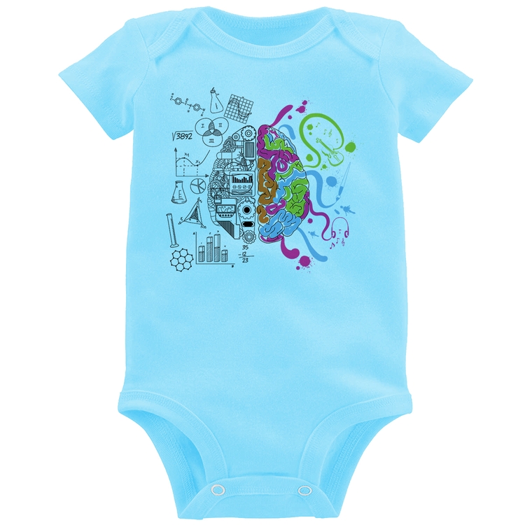 Body Bebê Cérebro Analítico e Criativo - Azul Bebê