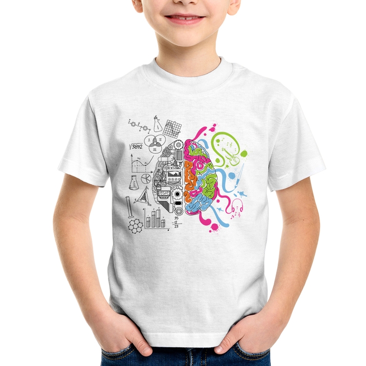 Camiseta Infantil Cérebro Analítico e Criativo
