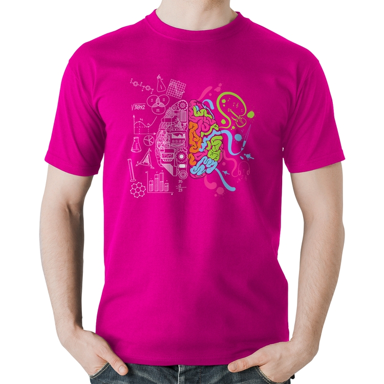 Camiseta Algodão Cérebro Analítico e Criativo - Rosa