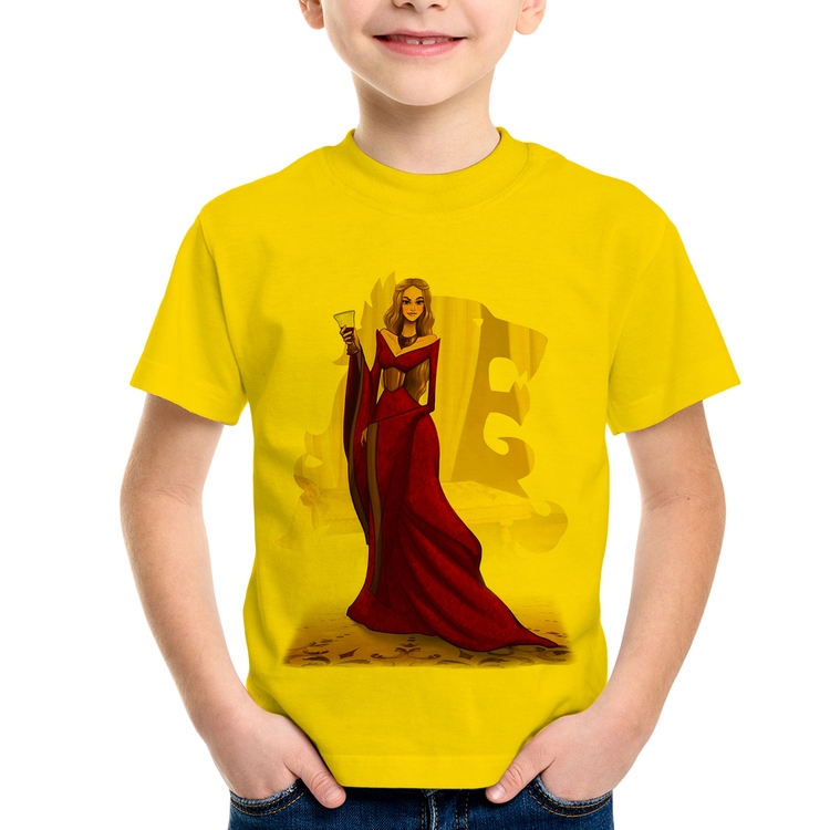 Camiseta Infantil Cersei Lannister Art - Amarela