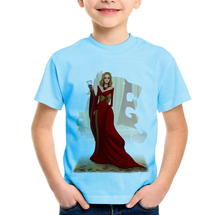 Camiseta Infantil Cersei Lannister Art - Azul Bebê