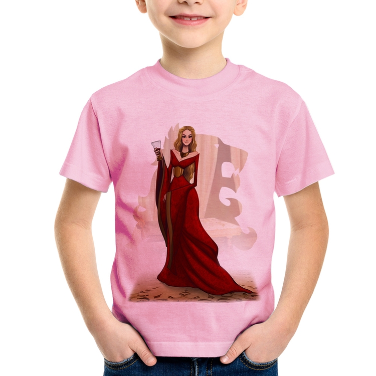 Camiseta Infantil Cersei Lannister Art - Rosa Bebê