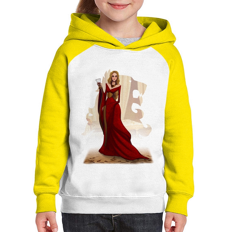 Moletom Infantil Cersei Lannister Art - Branco/Amarelo