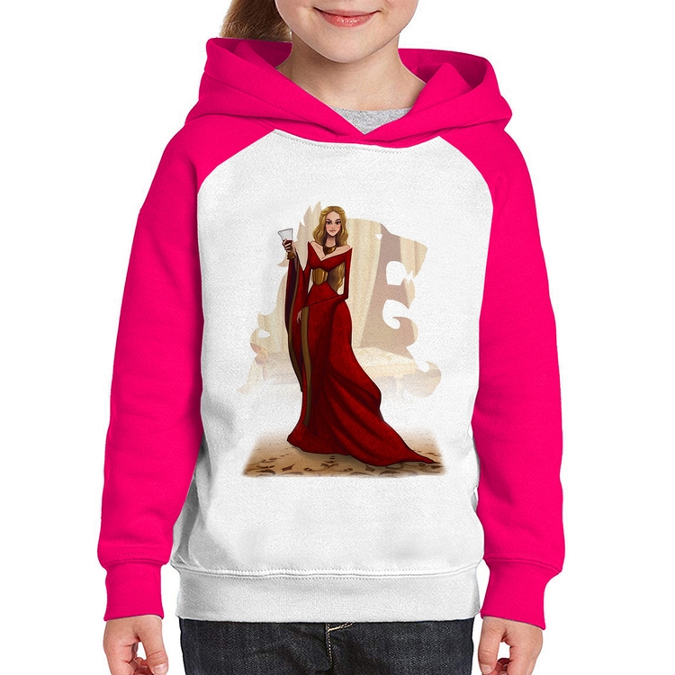 Moletom Infantil Cersei Lannister Art - Branco/Rosa