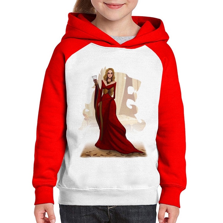 Moletom Infantil Cersei Lannister Art - Branco/Vermelho