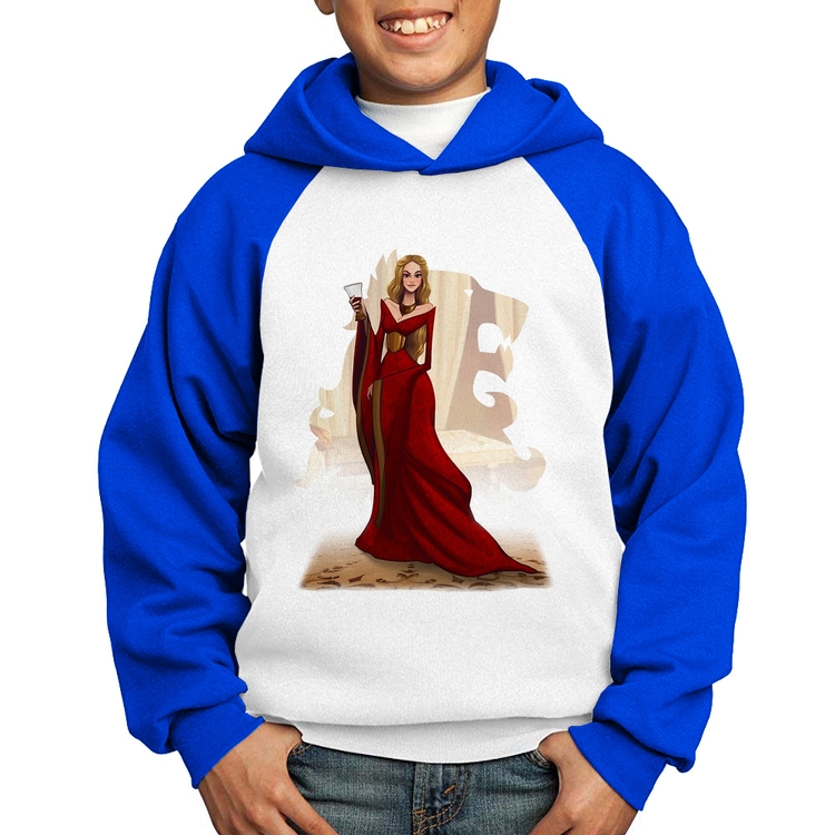 Moletom Infantil Cersei Lannister Art - Branco/Azul
