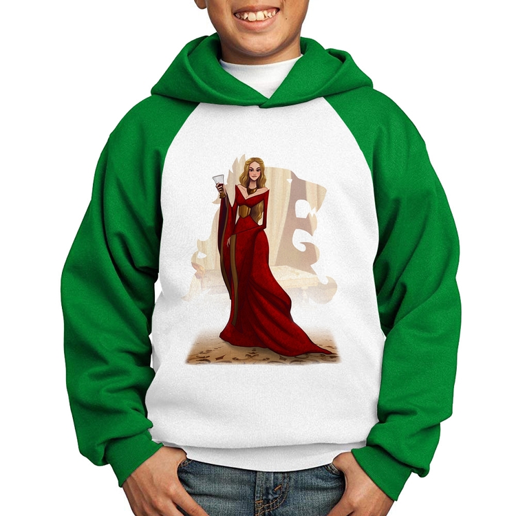 Moletom Infantil Cersei Lannister Art - Branco/Verde