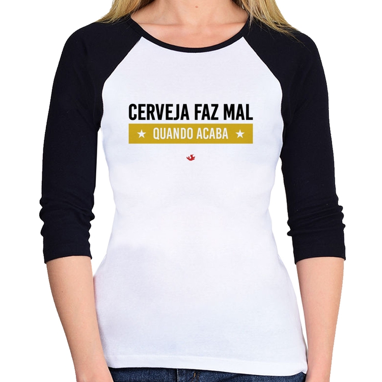 Baby Look Raglan Cerveja faz mal, quando acaba Manga 3/4