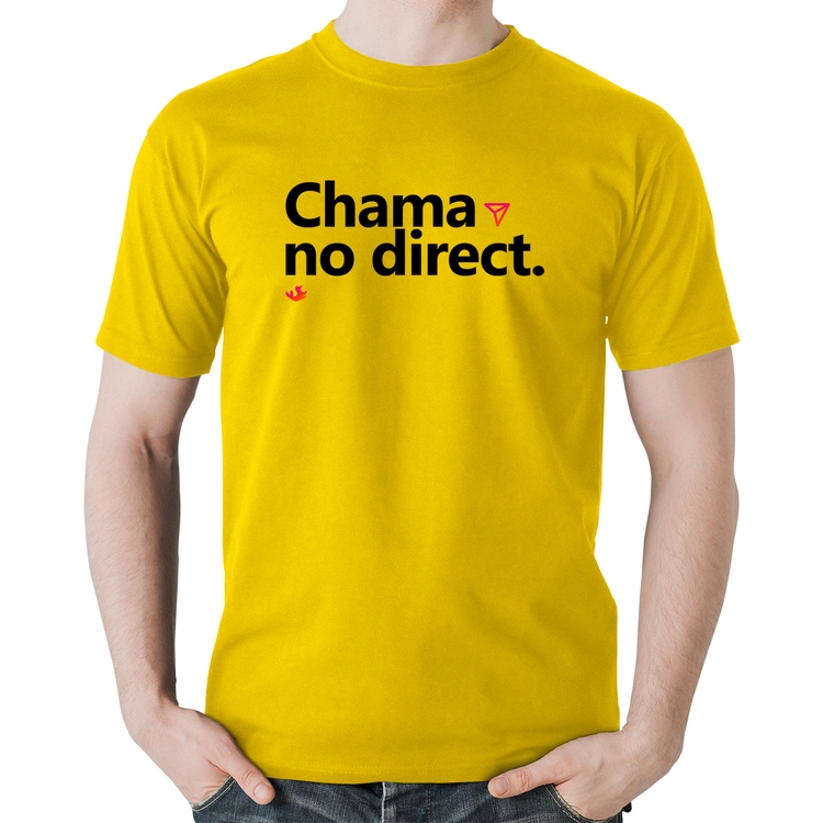 Camiseta Algodão Chama no direct - Amarela