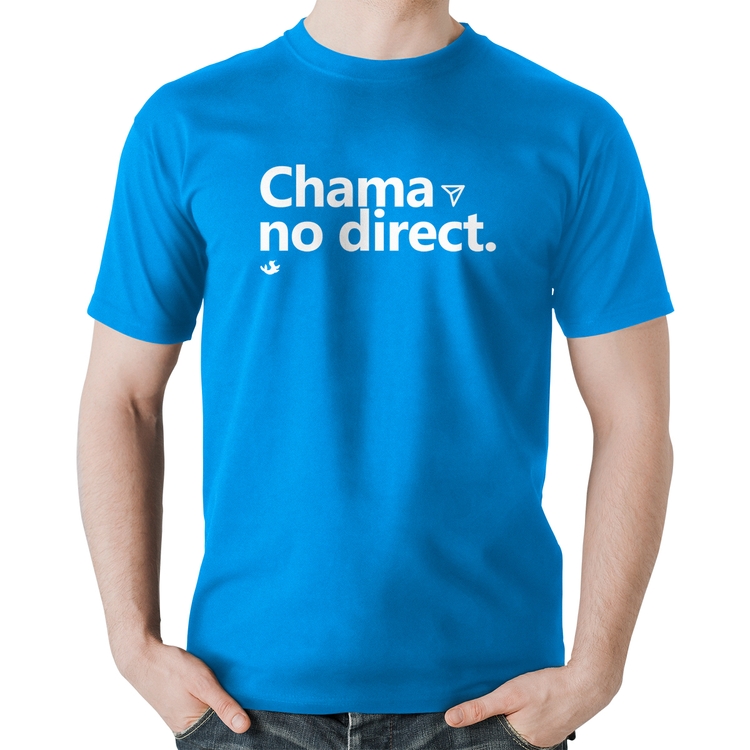 Camiseta Algodão Chama no direct - Azul