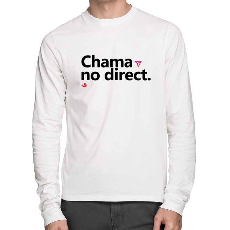 Camiseta Algodão Chama no direct Manga Longa - Branca