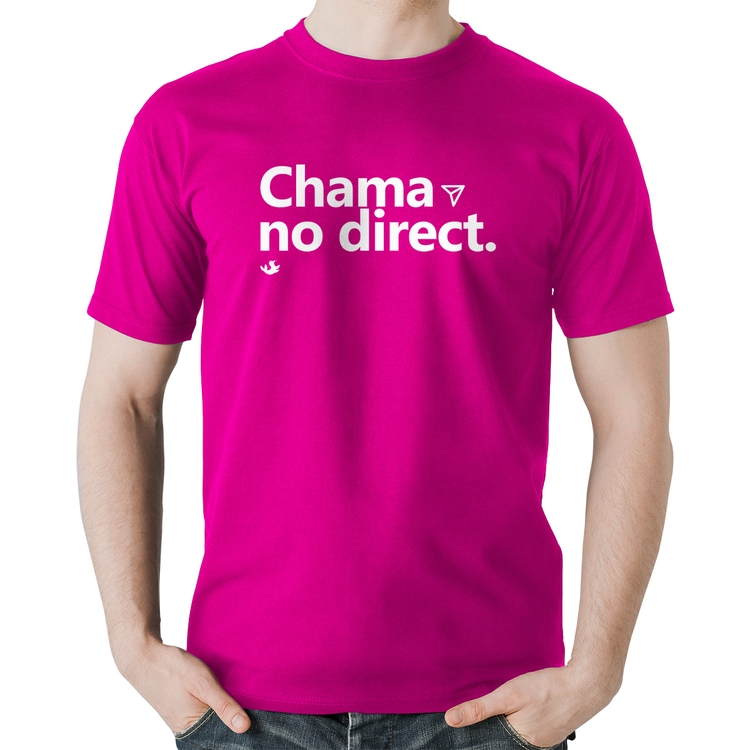 Camiseta Algodão Chama no direct - Rosa