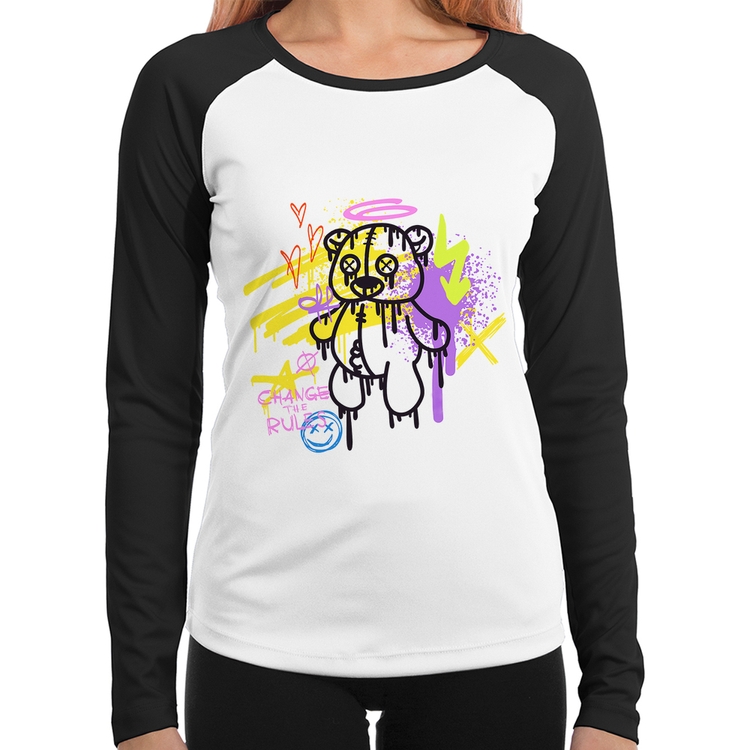 Baby Look Raglan Change the Rules Manga Longa