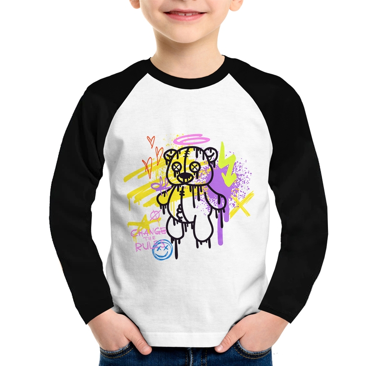 Camiseta Raglan Infantil Change the Rules Manga Longa