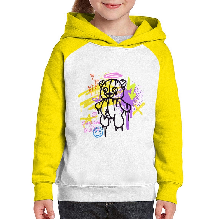 Moletom Infantil Change the Rules - Branco/Amarelo