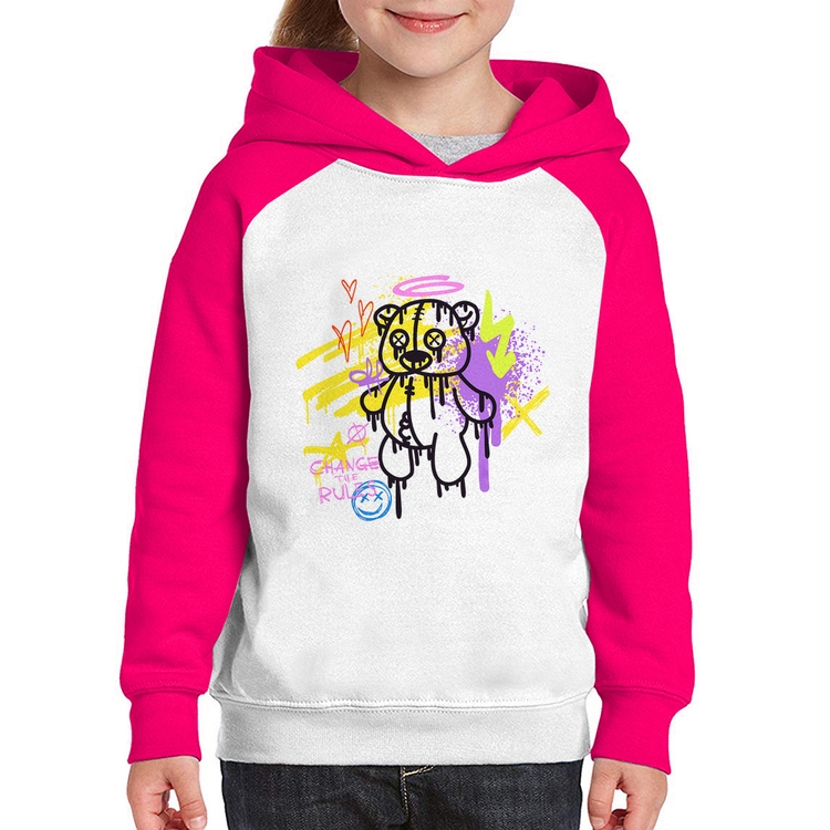 Moletom Infantil Change the Rules - Branco/Rosa
