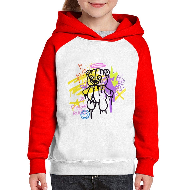 Moletom Infantil Change the Rules - Branco/Vermelho
