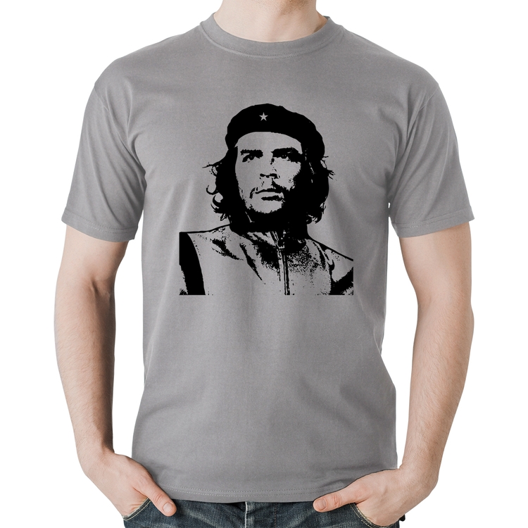 Camiseta Algodão Che Guevara Revolucionário - Cinza