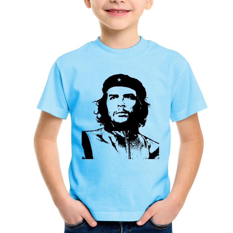 Camiseta Infantil Che Guevara Revolucionário - Azul Bebê