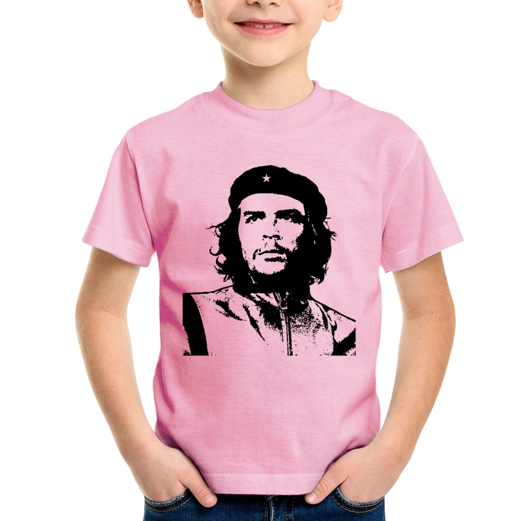 Camiseta Infantil Che Guevara Revolucionário - Rosa Bebê