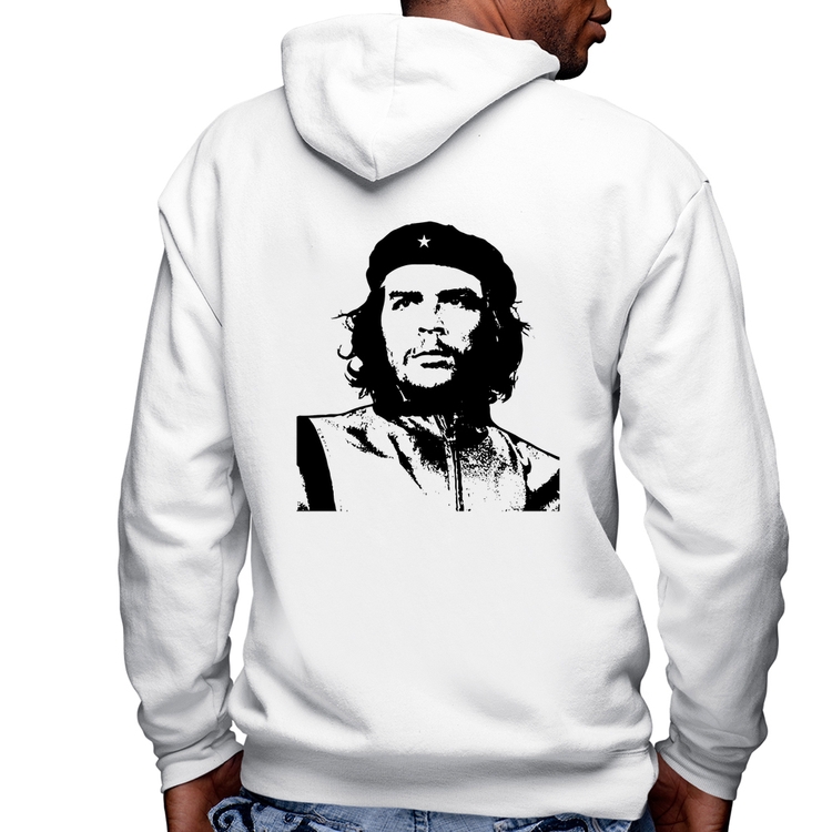 Blusa Moletom Che Guevara Revolucionário Masculina com Capuz e Zíper - Branca