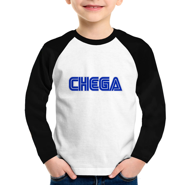 Camiseta Raglan Infantil Chega Manga Longa