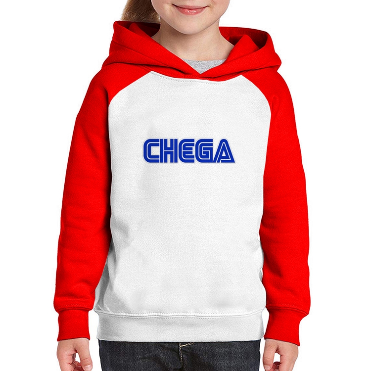 Moletom Infantil Chega - Branco/Vermelho