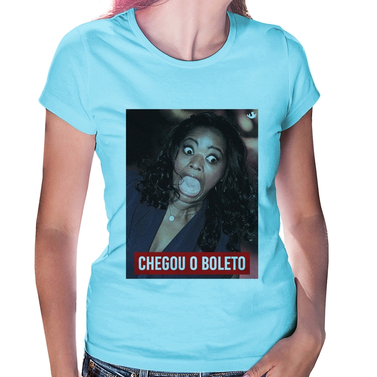 Baby Look Chegou o boleto - Azul Bebê