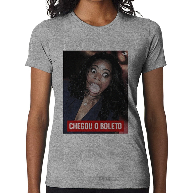 Baby Look Chegou o boleto - Cinza