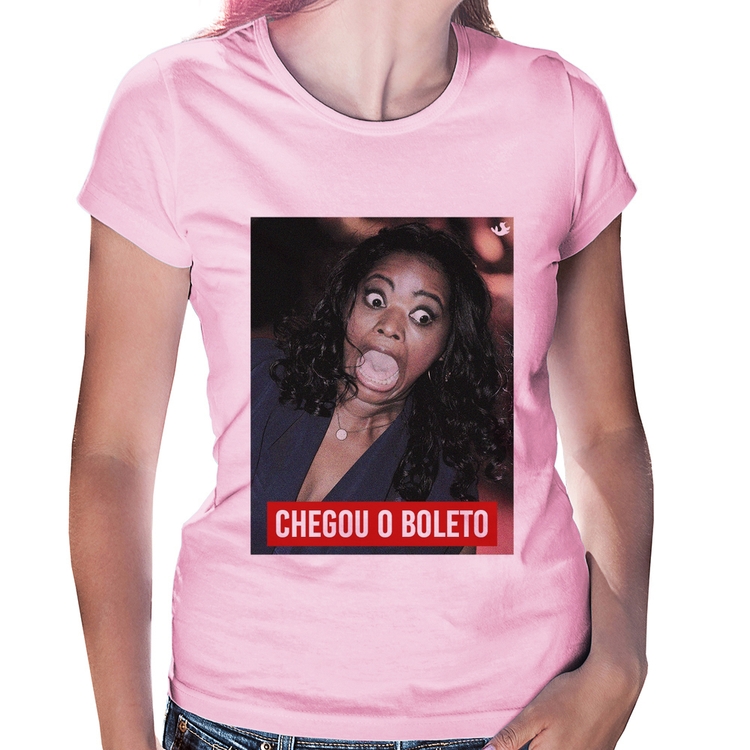 Baby Look Chegou o boleto - Rosa Bebê