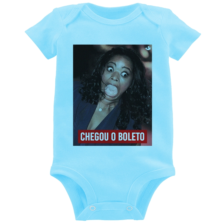 Body Bebê Chegou o boleto - Azul Bebê