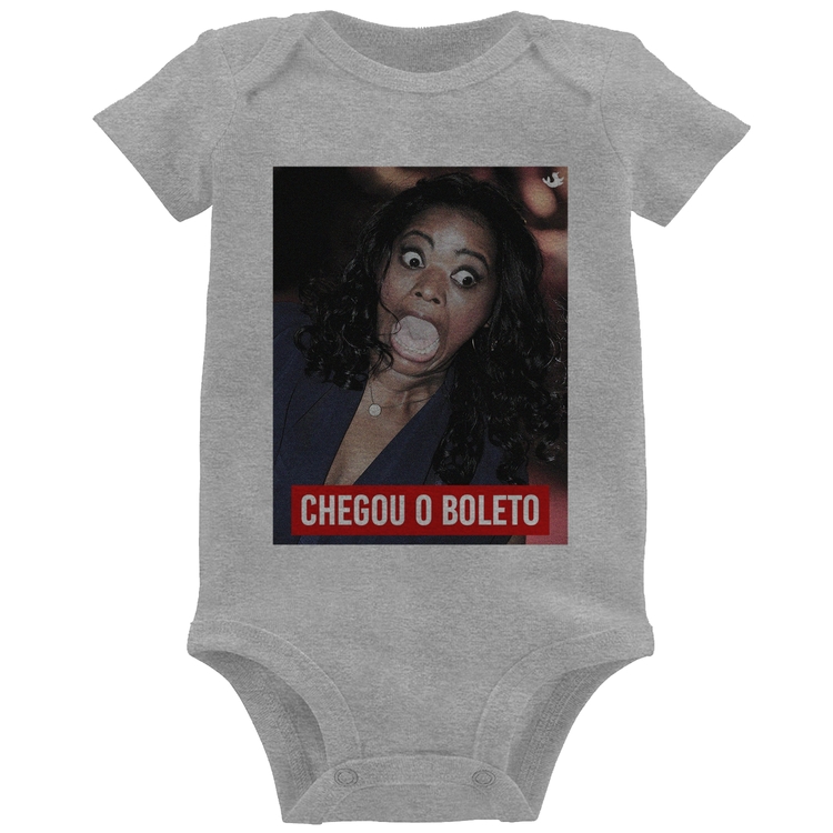 Body Bebê Chegou o boleto - Cinza