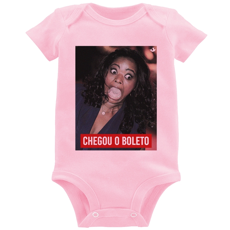 Body Bebê Chegou o boleto - Rosa Bebê