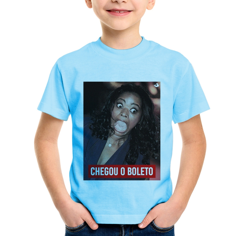 Camiseta Infantil Chegou o boleto - Azul Bebê