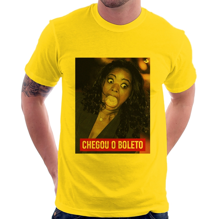 Camiseta Chegou o boleto - Amarela