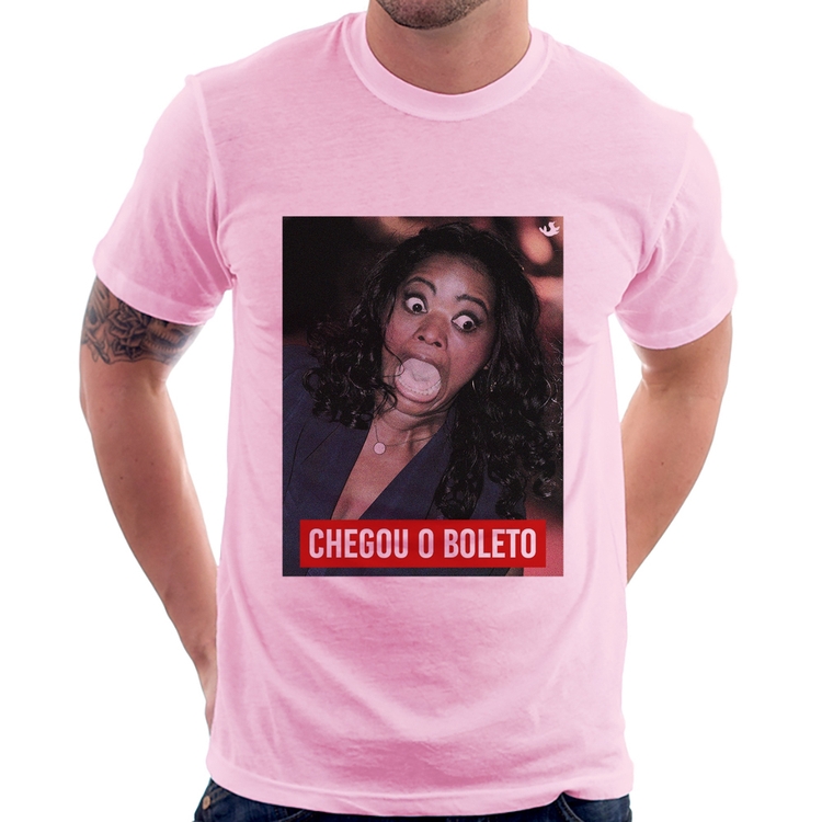 Camiseta Chegou o boleto - Rosa Bebê