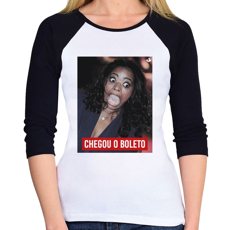 Baby Look Raglan Chegou o boleto Manga 3/4