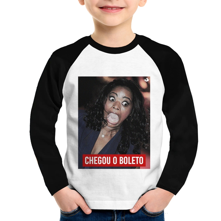 Camiseta Raglan Infantil Chegou o boleto Manga Longa
