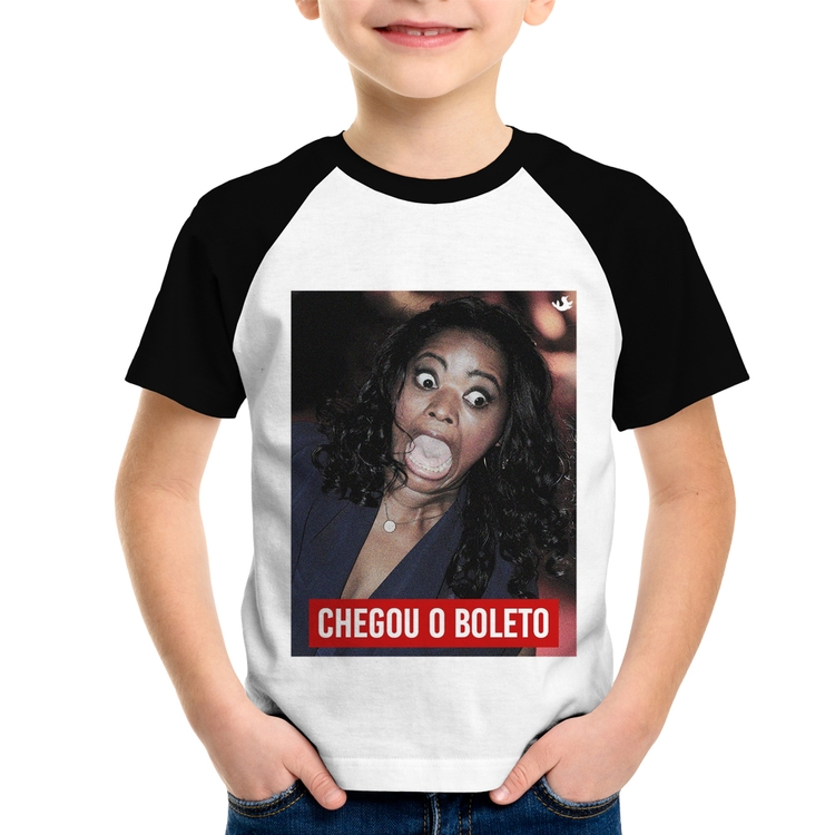 Camiseta Raglan Infantil Chegou o boleto